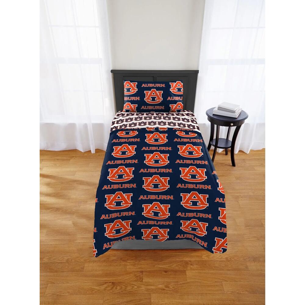 NEW NCAA Auburn Tigers Twin Bed in a Bag Set Rotary Officially Licensed 4 Piece